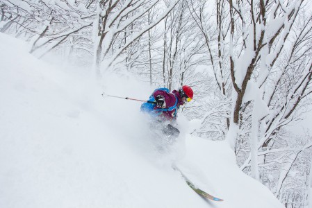 Nozawa Onsenin metsäiset harjanteet ovat jyrkkyydeltään pääosin 30 ja 45 asteen välissä. Varsin viettävää menoa siis.