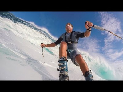 Chuck Patterson antaa tyylinäytteen jättiaaltojen surffaamisesta suksilla.