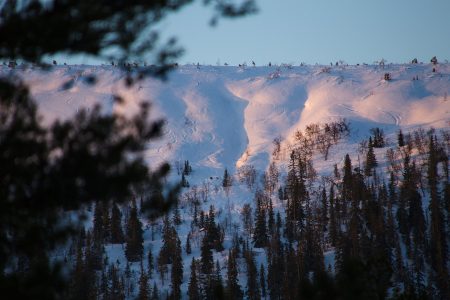 Sälenin Hundfjälletin yläosassa on laaja, mukavasti viettävä offarialue.