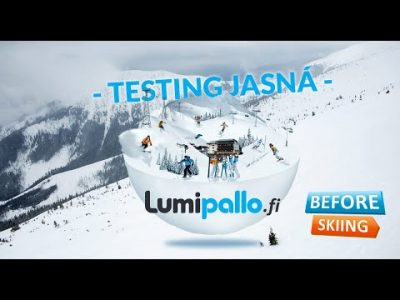 Lumipallon testiryhmä koeajaa Jasnan hiihtokeskuksen maaliskuussa 2019